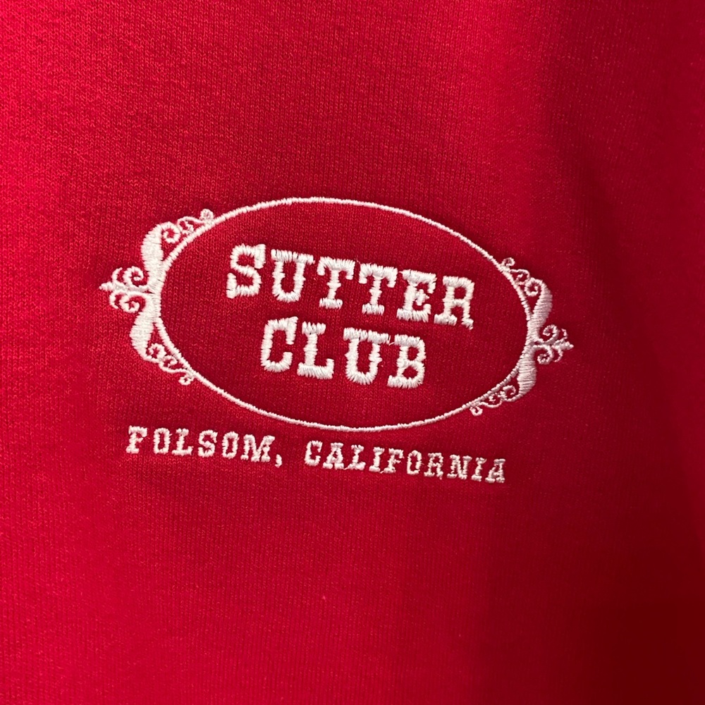 Vintage Sutter Club Folsom California Bar Red Men’s XL Sweatshirt MINTY RARE - Picture 2 of 4